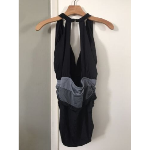 Badgley Mischka Halter One Piece Butt Ruched Bathing Suit Size 8 - Picture 4 of 5